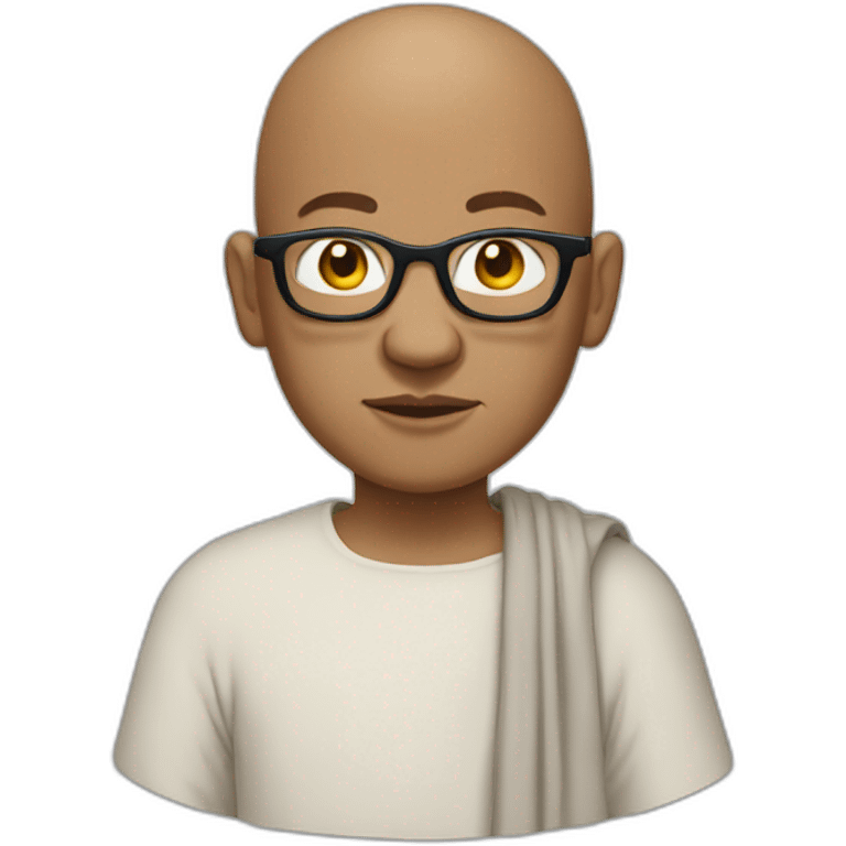 monk with bald head and glasses wearing t-shirt emoji