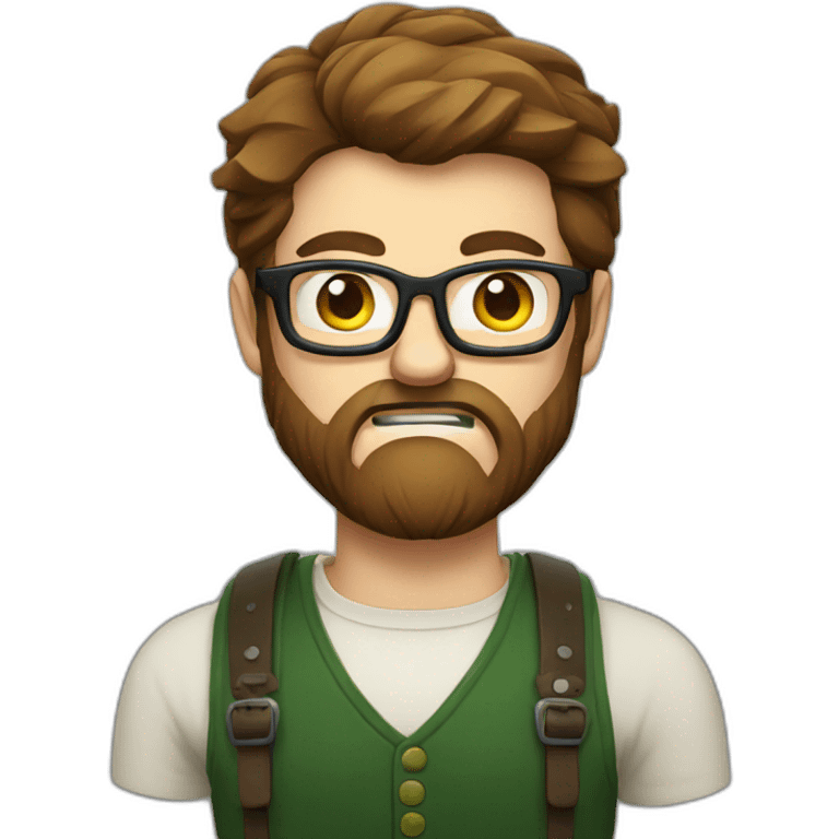 angry bearded irish man with brown hair and glasses emoji