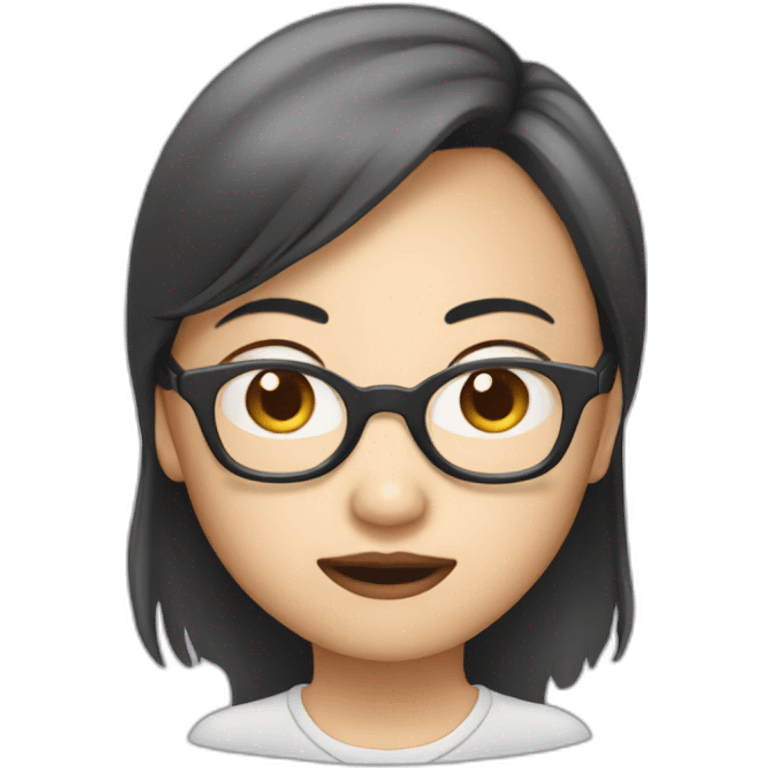 Asian girl with glasses hates cheese emoji