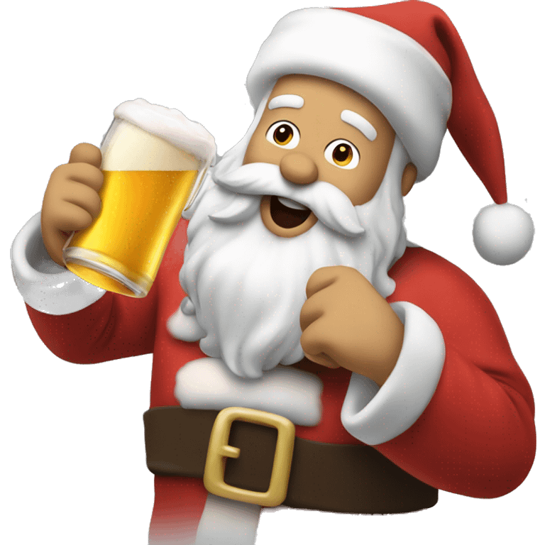 Santa chugging a beer emoji