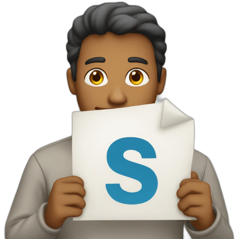 Man holding letter S emoji