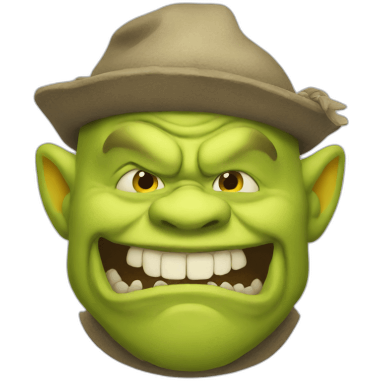 Ogre emoji with a yellow hat emoji