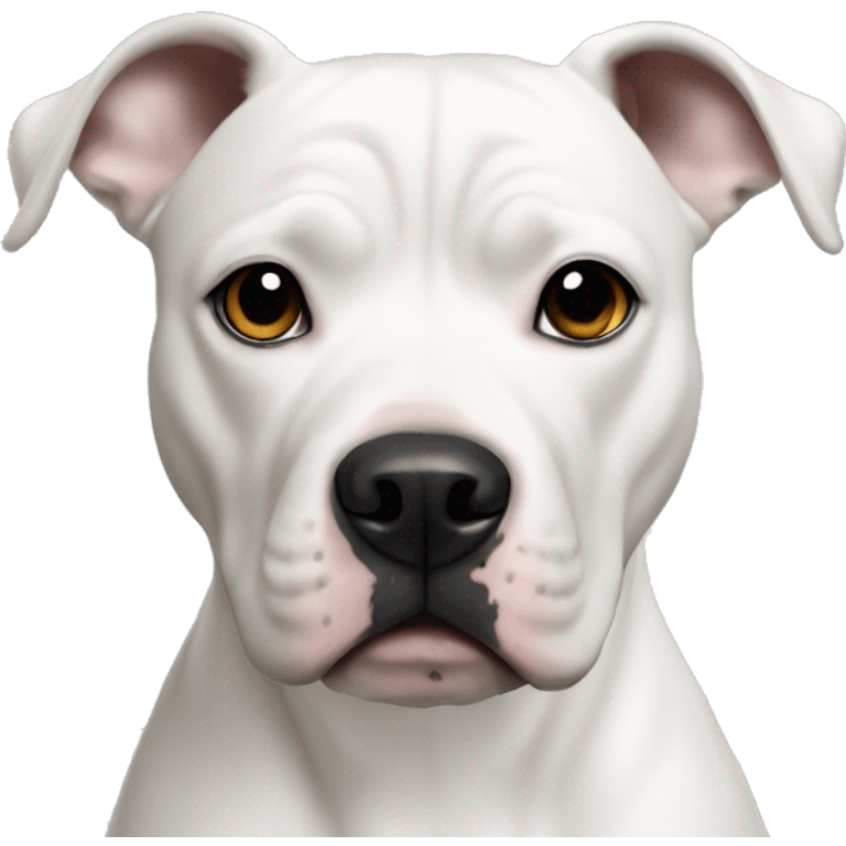 White pit bull with black ears, black nose  emoji