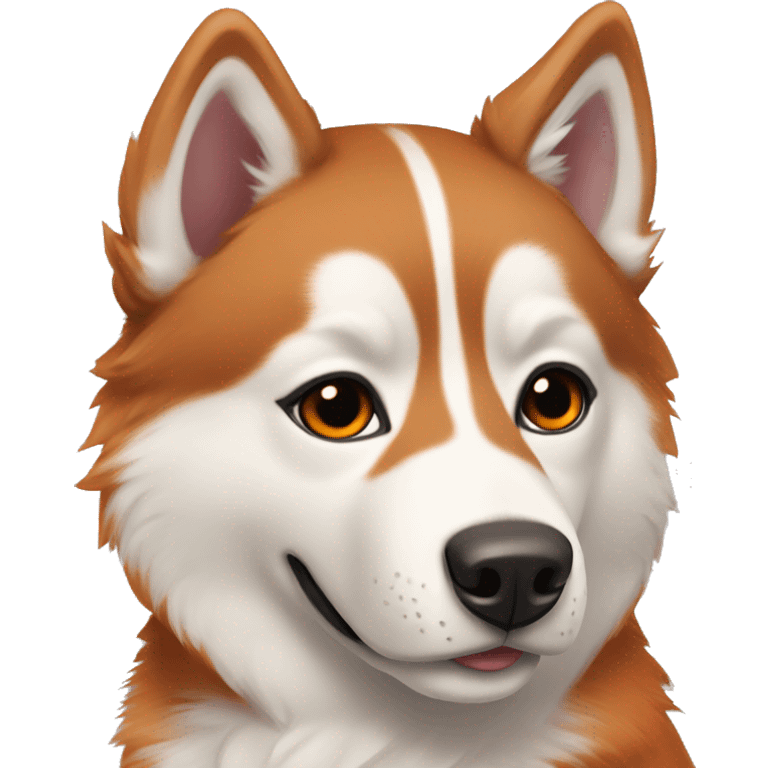 Husky with orange fur, brown eyes and rose stripe on her nose emoji