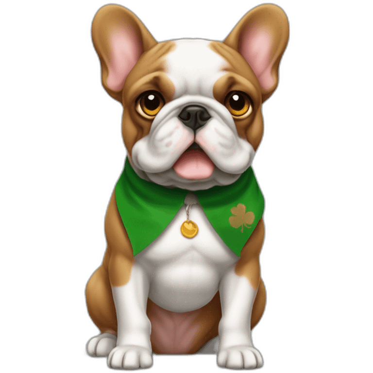 Bouledogue français avec le drapeau de l’Irlande emoji