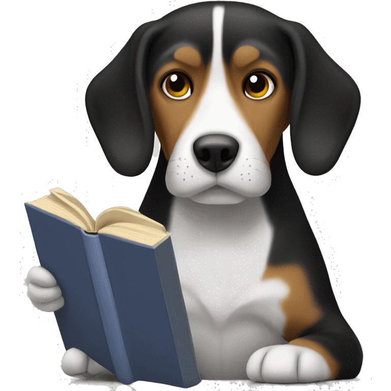 Black Beagle reading a book  emoji