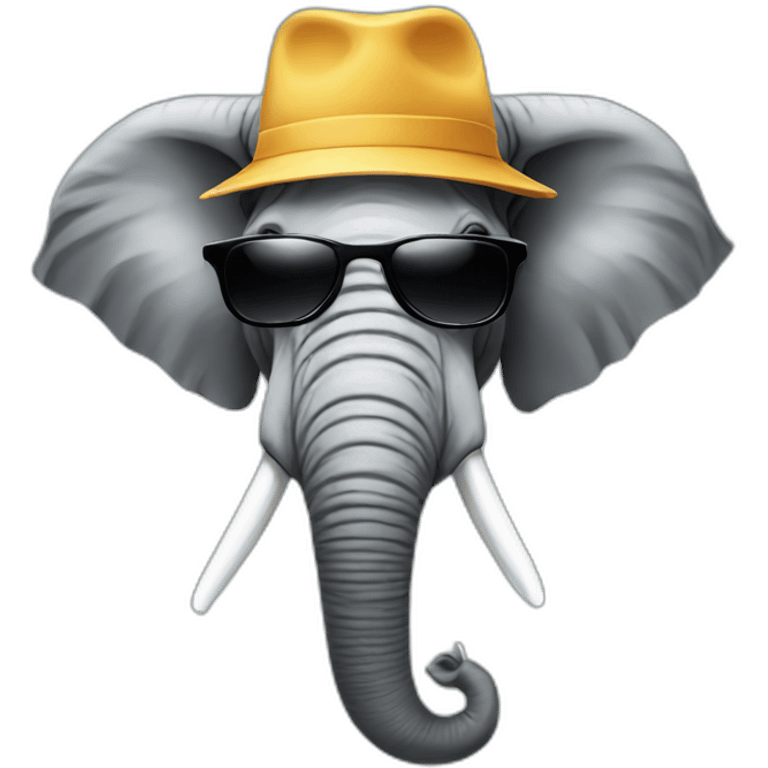 elephant head with sunglasses and cap emoji