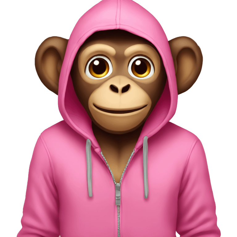 Monkey wearing a pink hoodie emoji