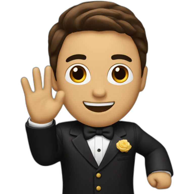 brown mexican politician with black tuxedo saying hi five emoji