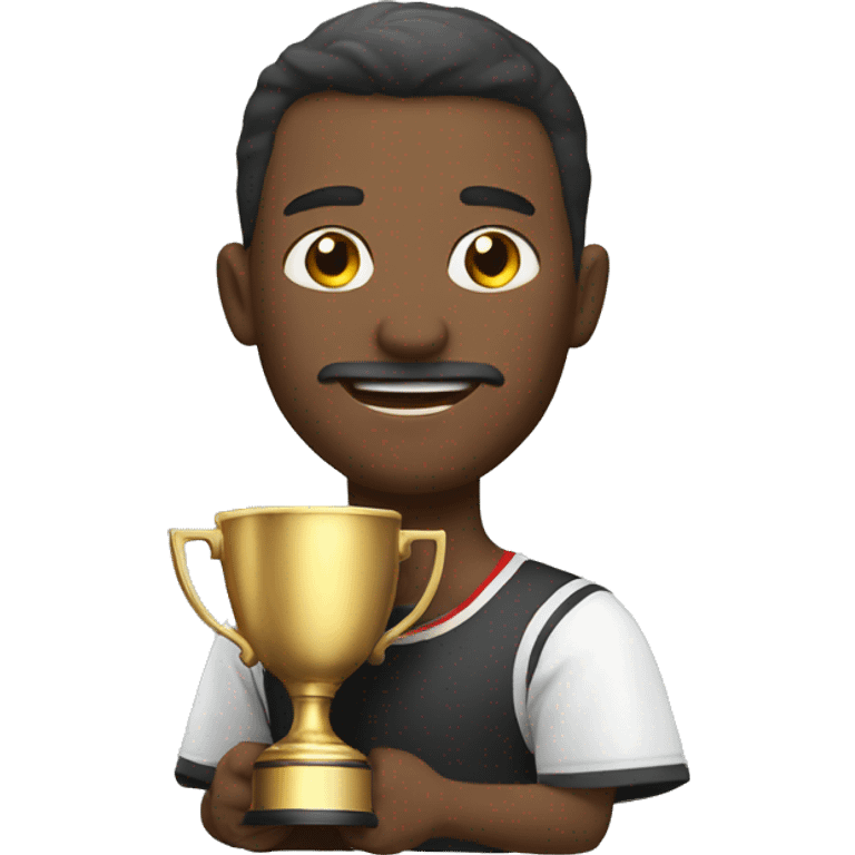 a man wth a champion cup emoji