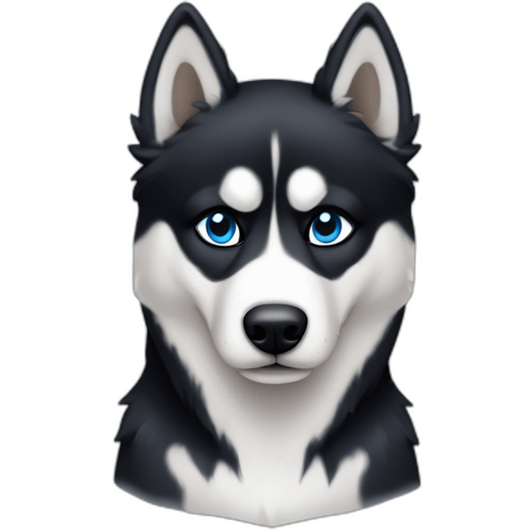 perro husky de pelo negro y ojos azues emoji