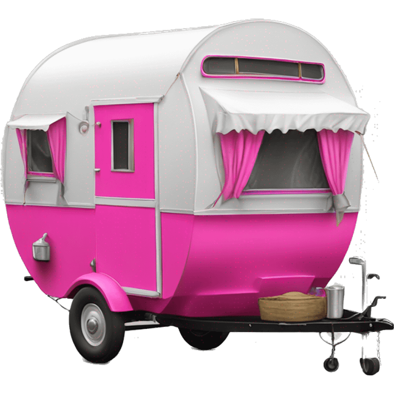 Realistic hot pink vintage round gypsy caravan wagon camper emoji