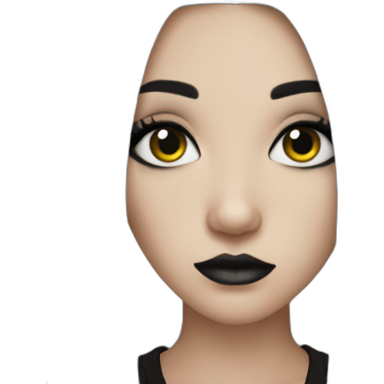 Goth girl long black hair middle part lashes emoji