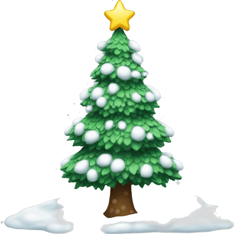 Cristmas tree with snow emoji