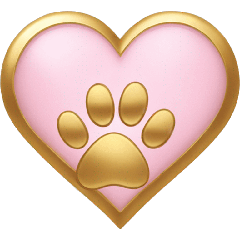 Gold heart with light pink paw print  emoji