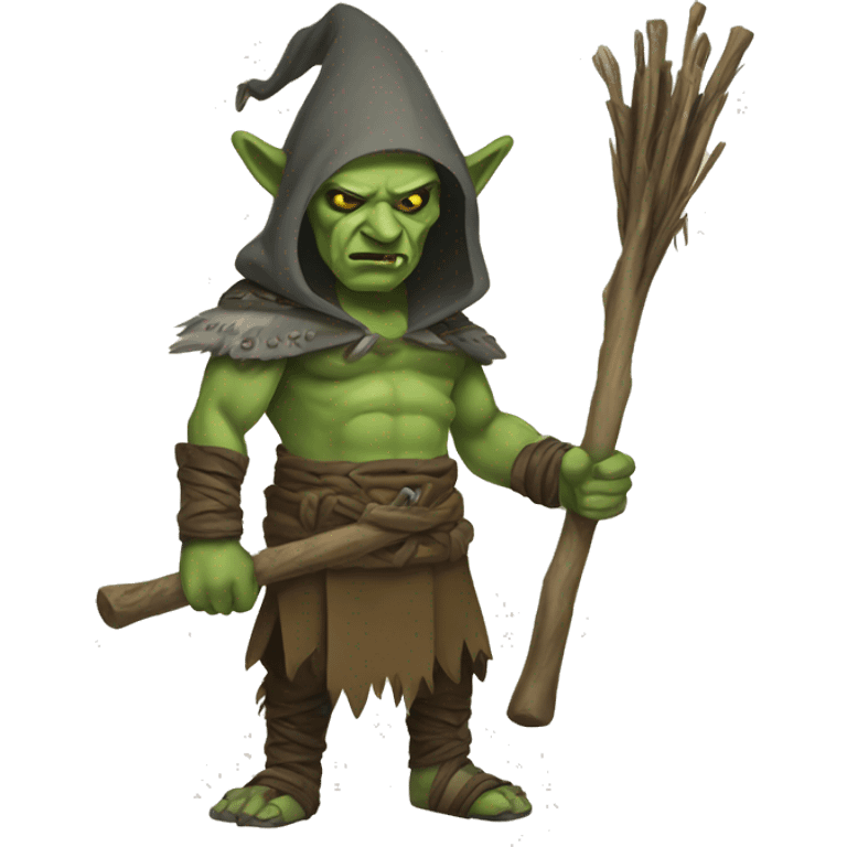 hooded orc chaman with stick emoji