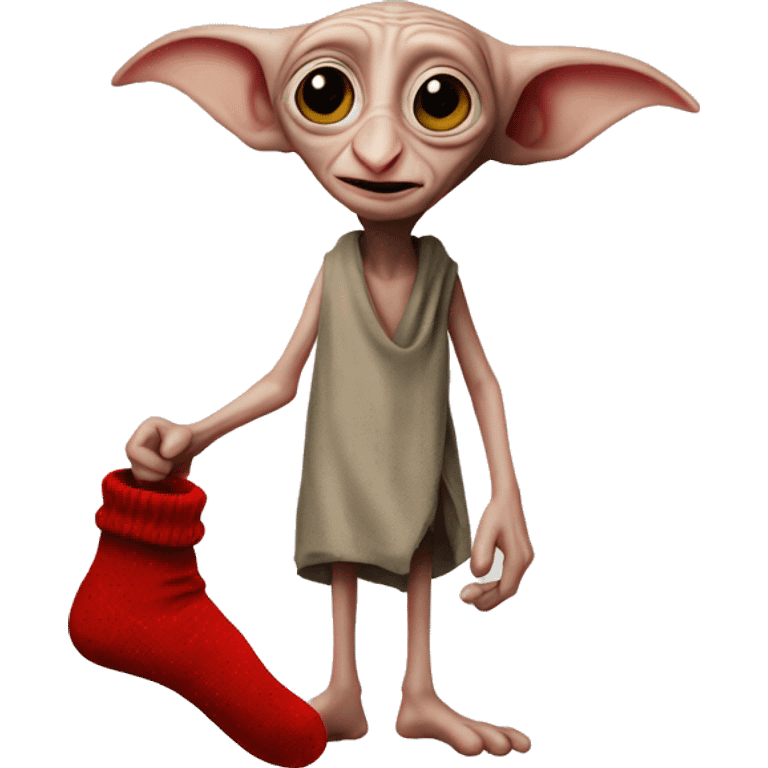 Dobby holds a red sock in his hand emoji