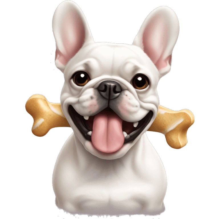 French bulldog with dog bone in mouth emoji