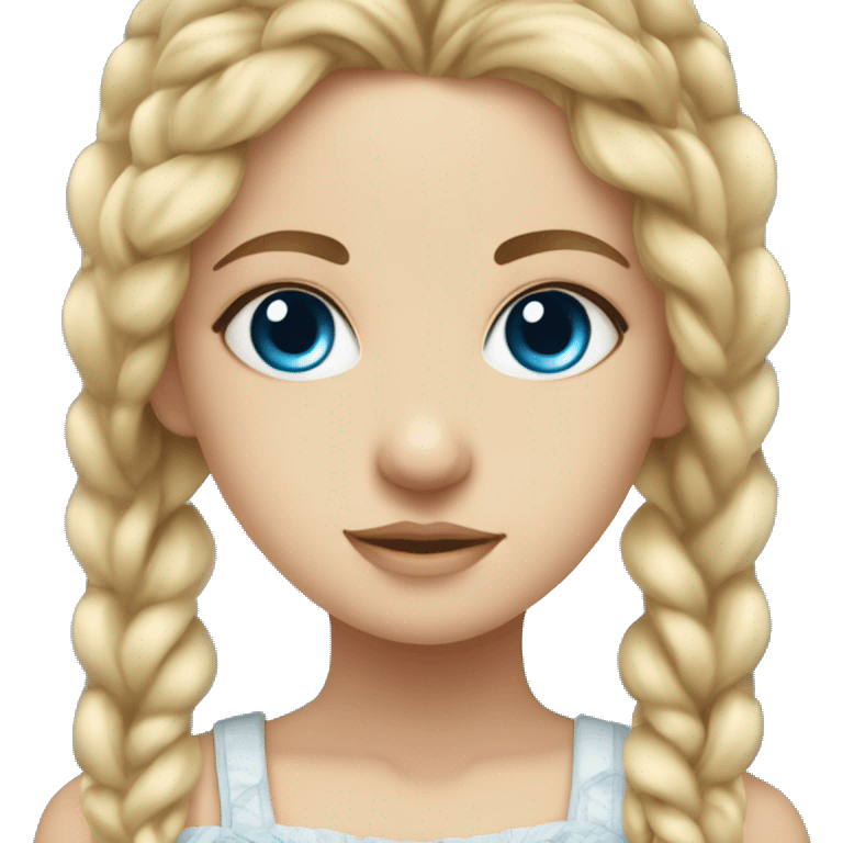 Ocean blue eyes girl, side braided blonde hair, feminine, angelic, emoji