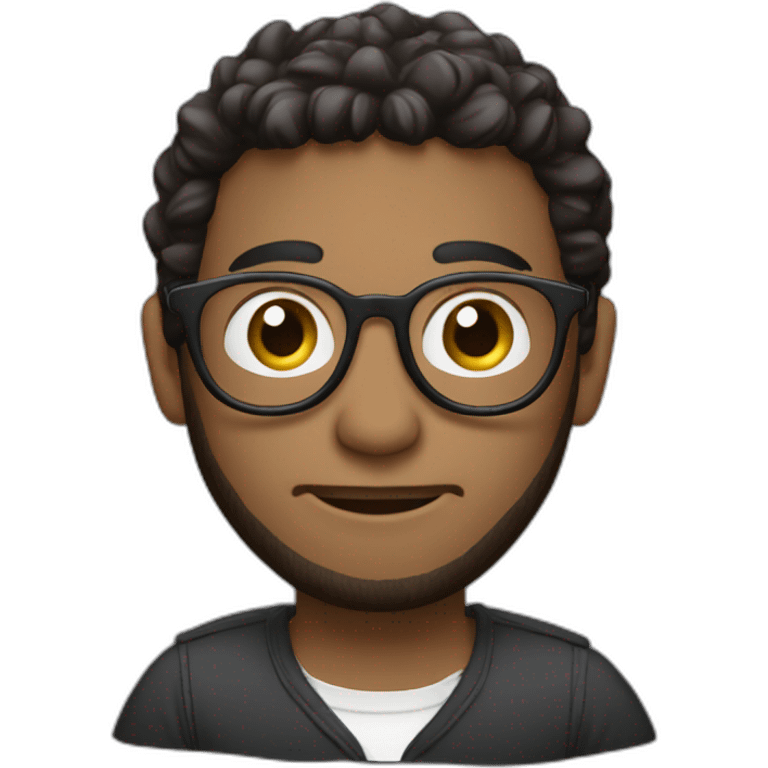 Jew with sidelocks and round glasses holding a MacBook Pro emoji