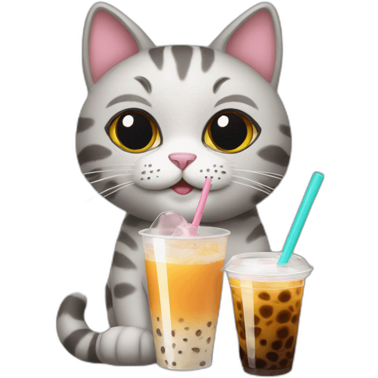 cat drinking bubble tea emoji