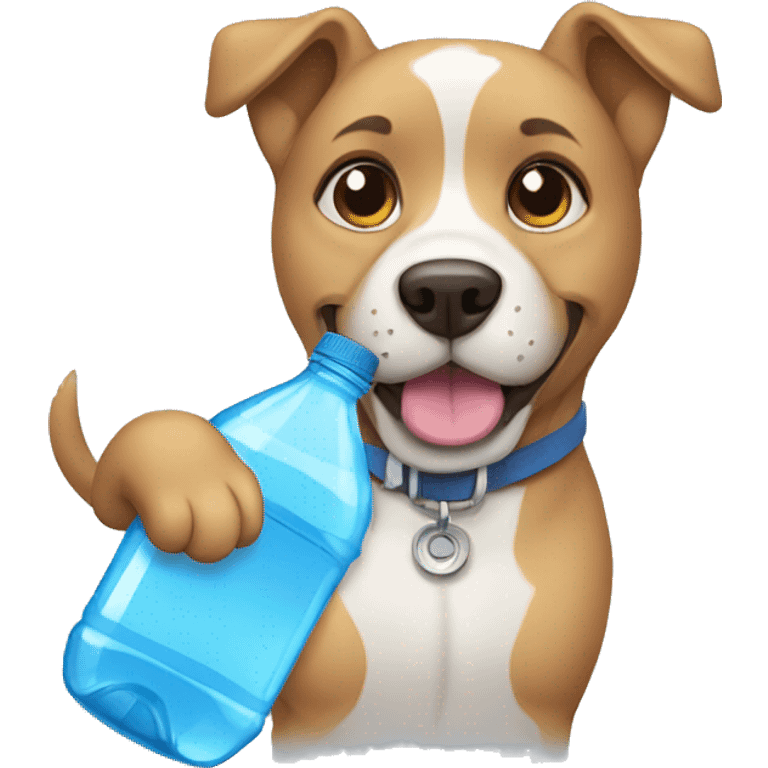 Dog wearing a bottle of water emoji