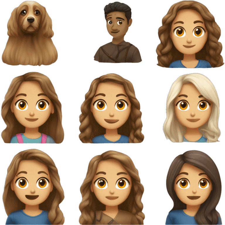 eu sou uma menina criança tenho cabelo longo e loiro e enrolado e a pele beje claro e o meu olho é marrom e tenho um cachorro de estimação. emoji