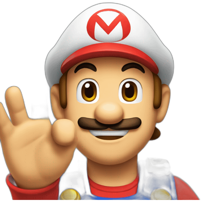 Mario waving emoji