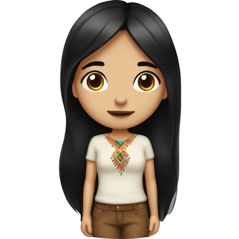 cute mexican girl with long black hair and big brown eyes  emoji