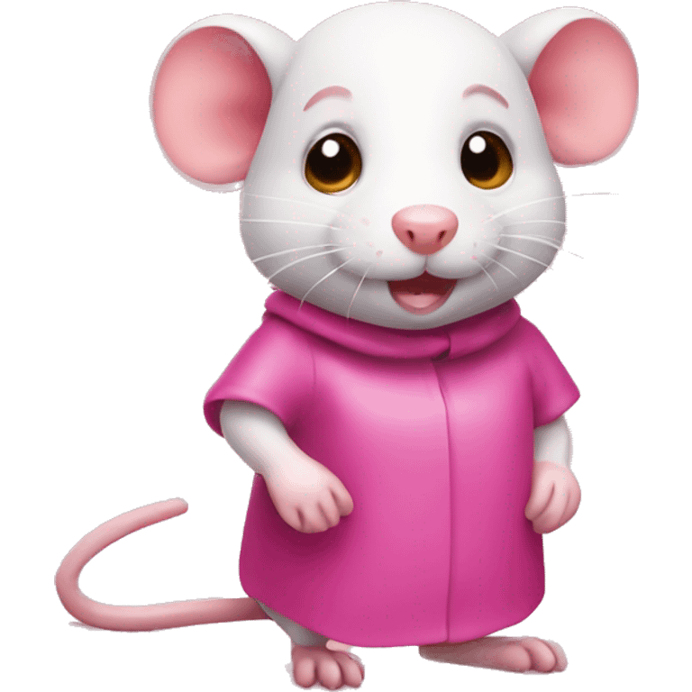 pink girl rat with sausage emoji