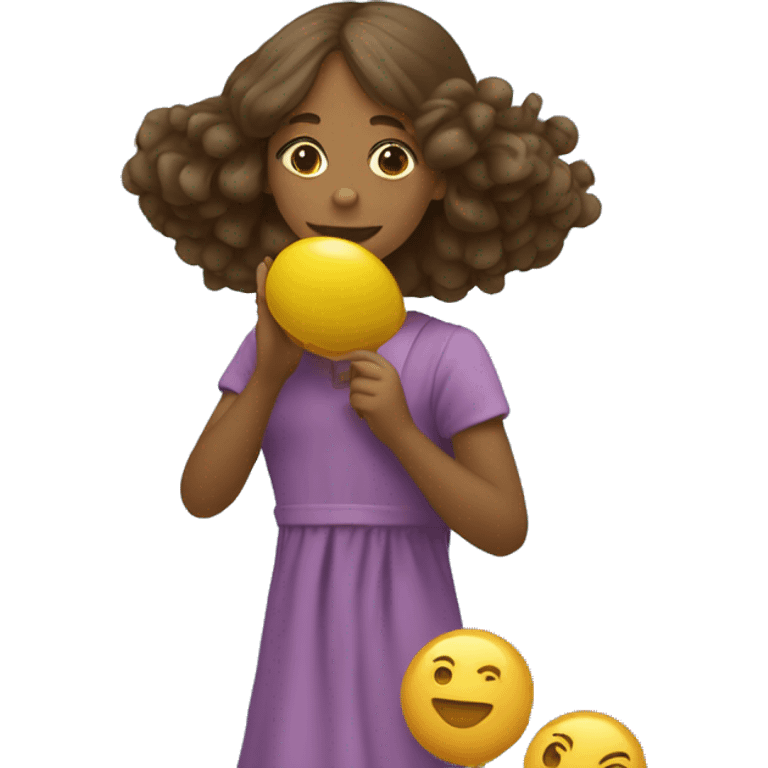 menina loira com balões na mão  emoji