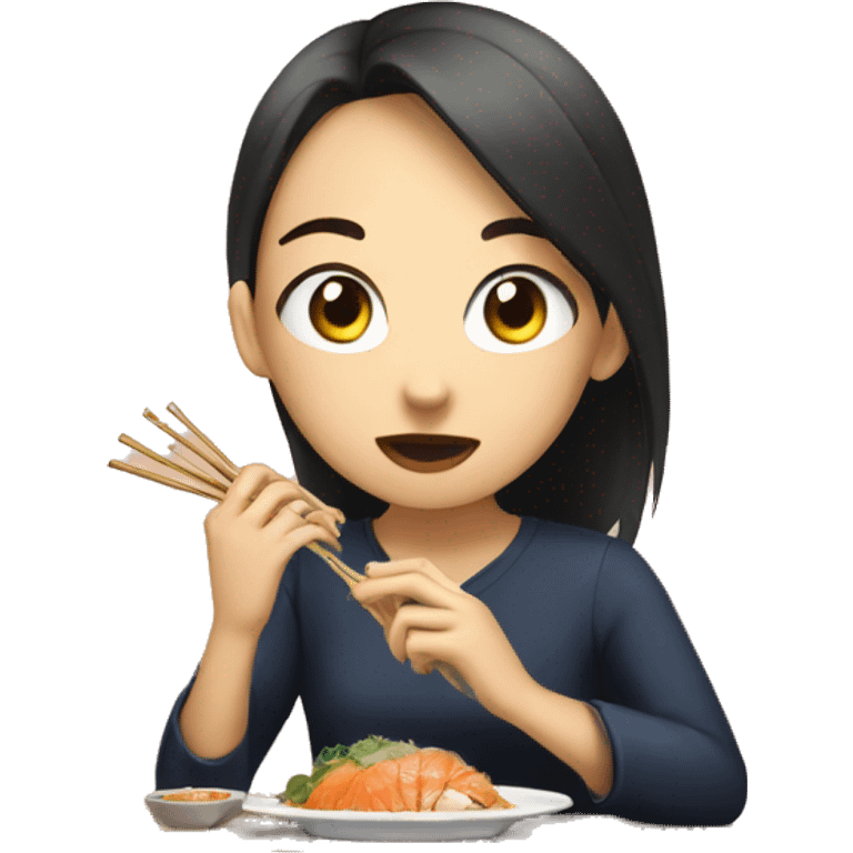 Girl eating omakase emoji