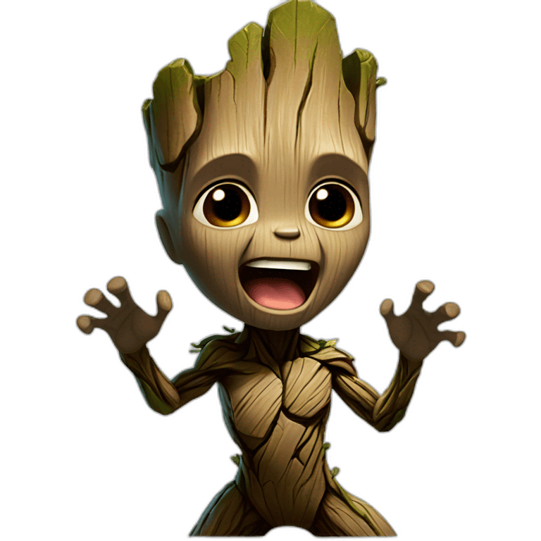 Baby groot yelling mad emoji