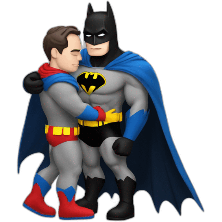 Batman and Superman sharing a warm hug emoji