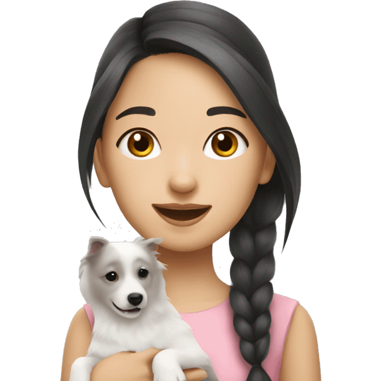 asian girl with Japanese spitz dog emoji