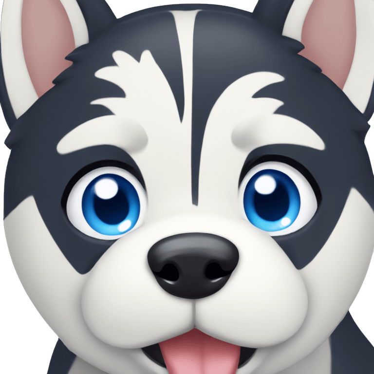 Husky with blue eyes and tongue out emoji