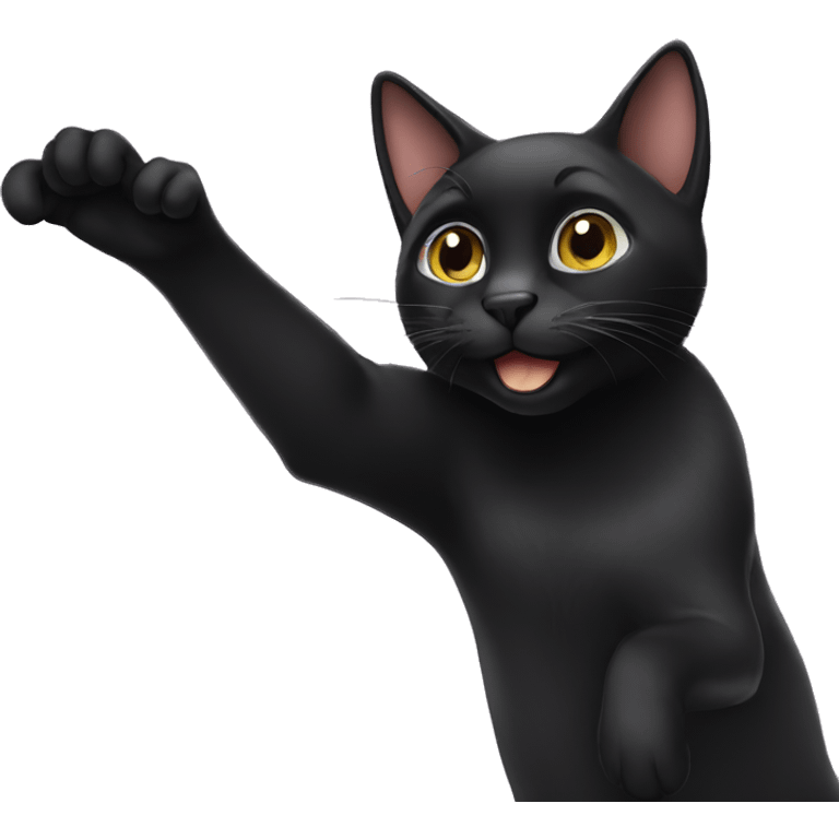 Black cat waving emoji