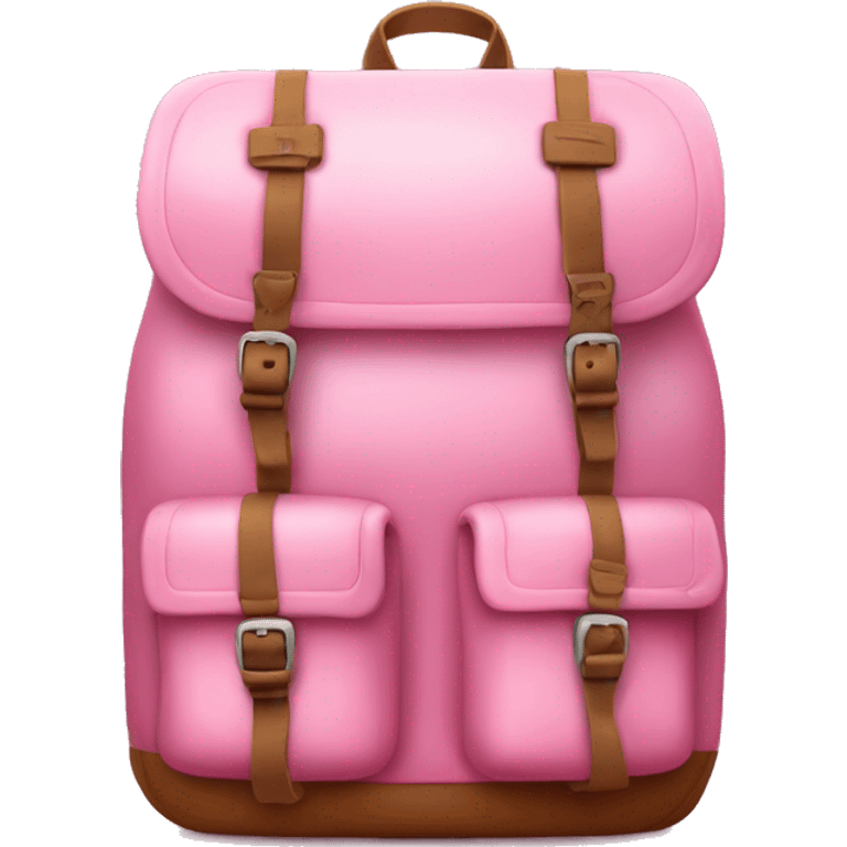 Realistic baby pink camping backpack isolated.  emoji