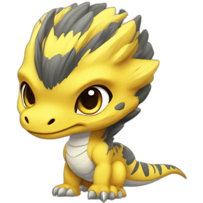 cute yellow velociraptor anime chibi emoji