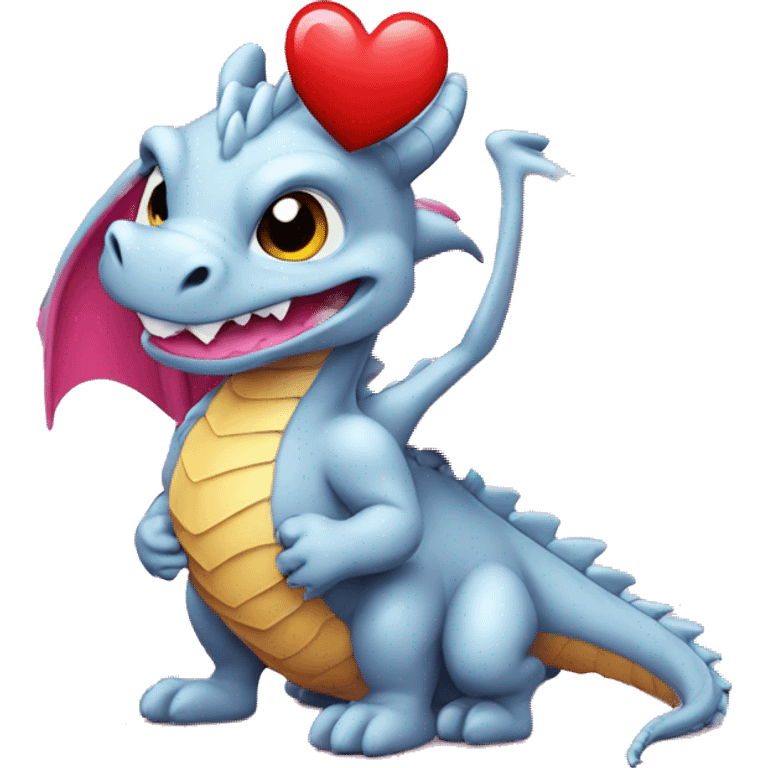 dragon rosado con un corazon emoji