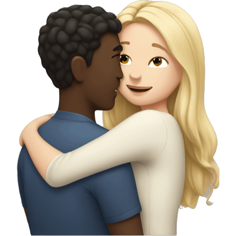 white girl with dark hairhugging light skin guy emoji