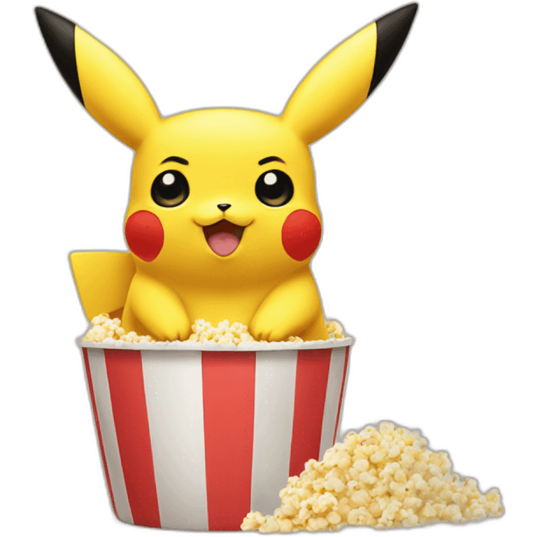 Pikachu with popcorn bucket emoji