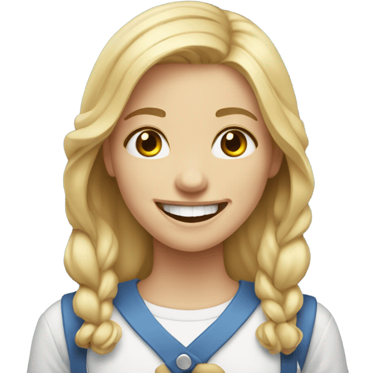 smiling blonde girl portrait with braces emoji