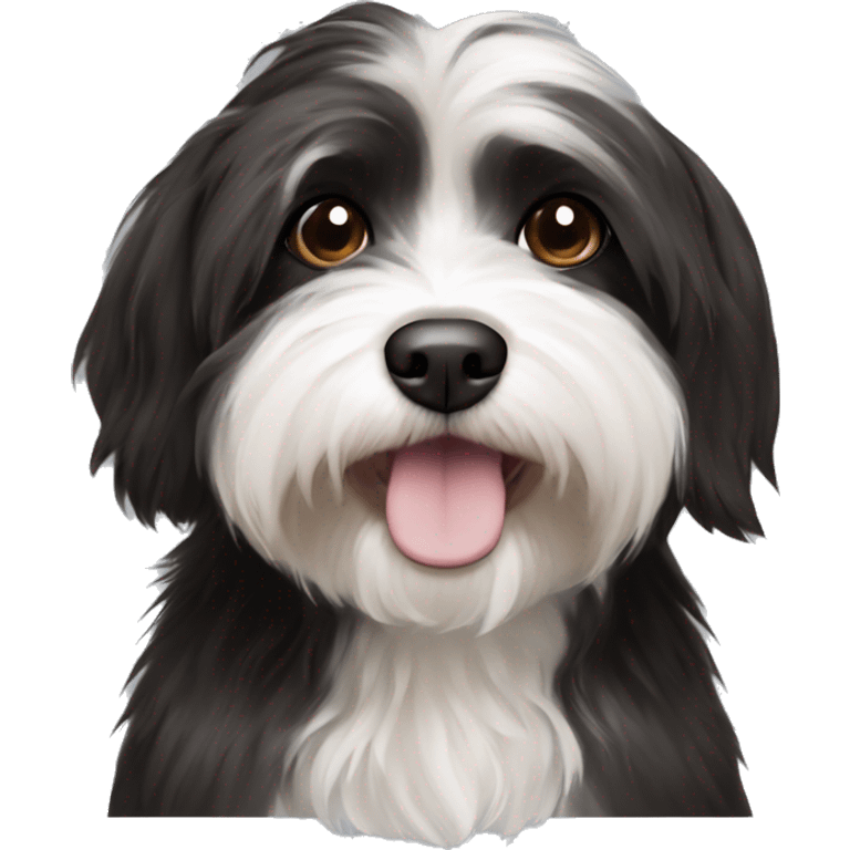 Black and white Havanese with dark brown eyes emoji