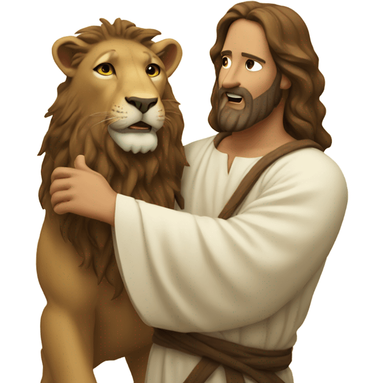 Jesus taming a lion emoji