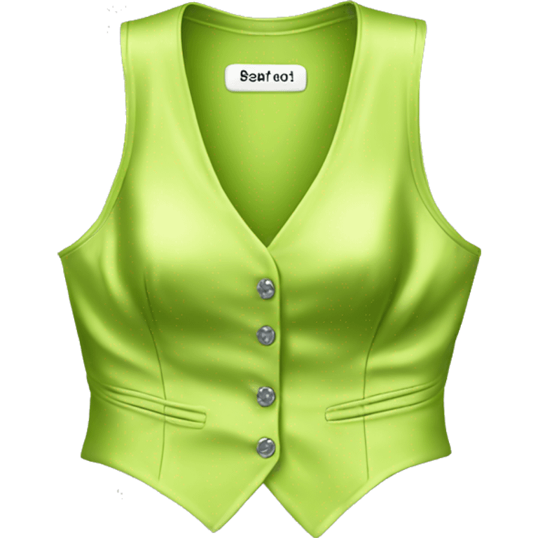 Realistic isolated lime green silk feminine fashion hater top vest. emoji