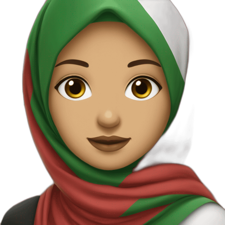 A hijabi teenager moroccan girl wearing oversized things and raising moroccan and Palestinian flag emoji