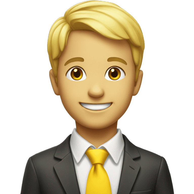 smiling boy with yellow necktie emoji