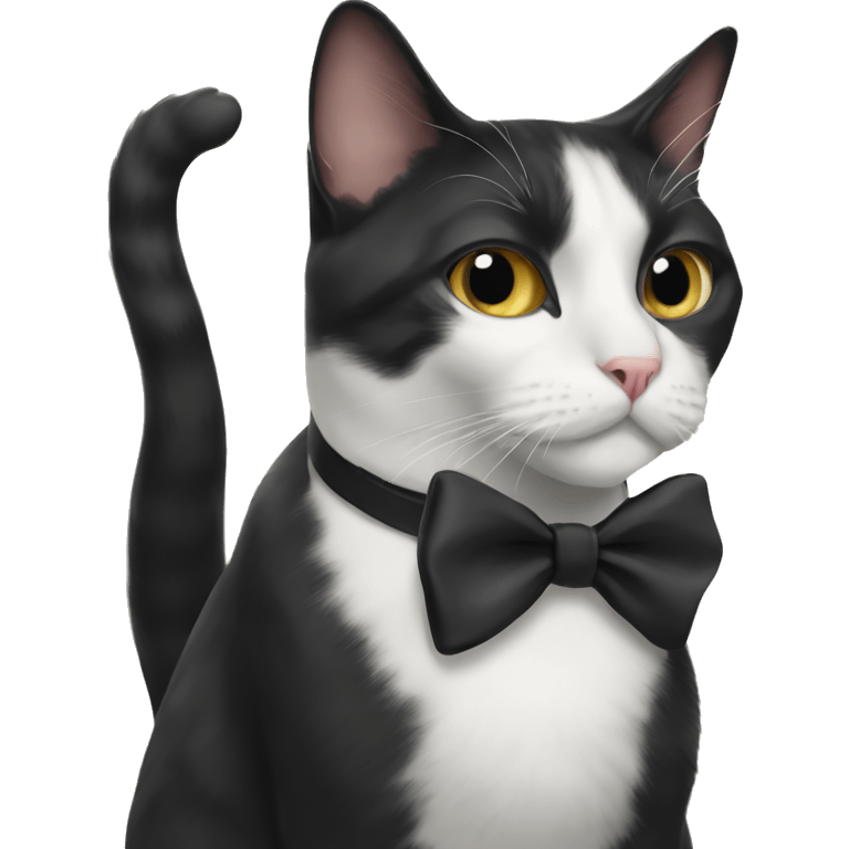 Tuxedo cat with bow emoji