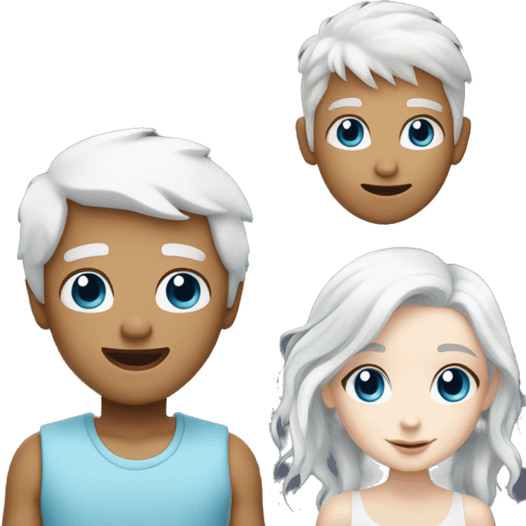 Boy with white hair and white skin and girl with blue eyes and white hair and white skin emoji